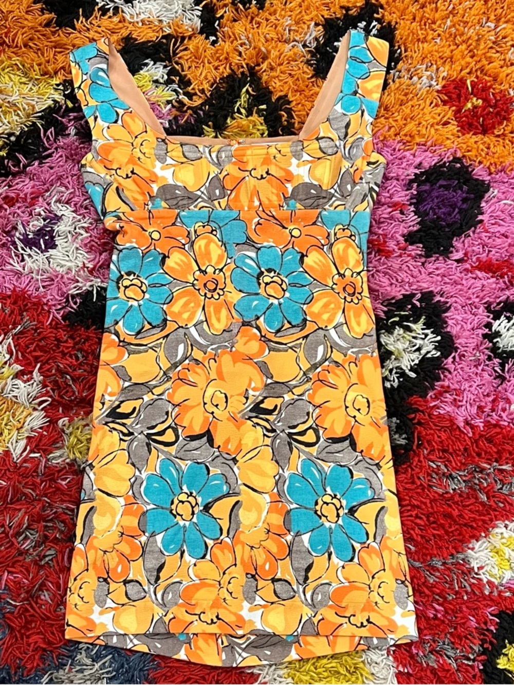 Miaou Orange and Teal Floral Mini Dress